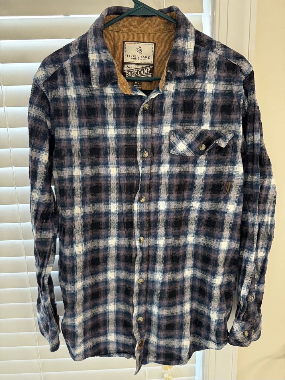 Legendary Whitetails Men's Navy and White Plaid Button-Down Shirt